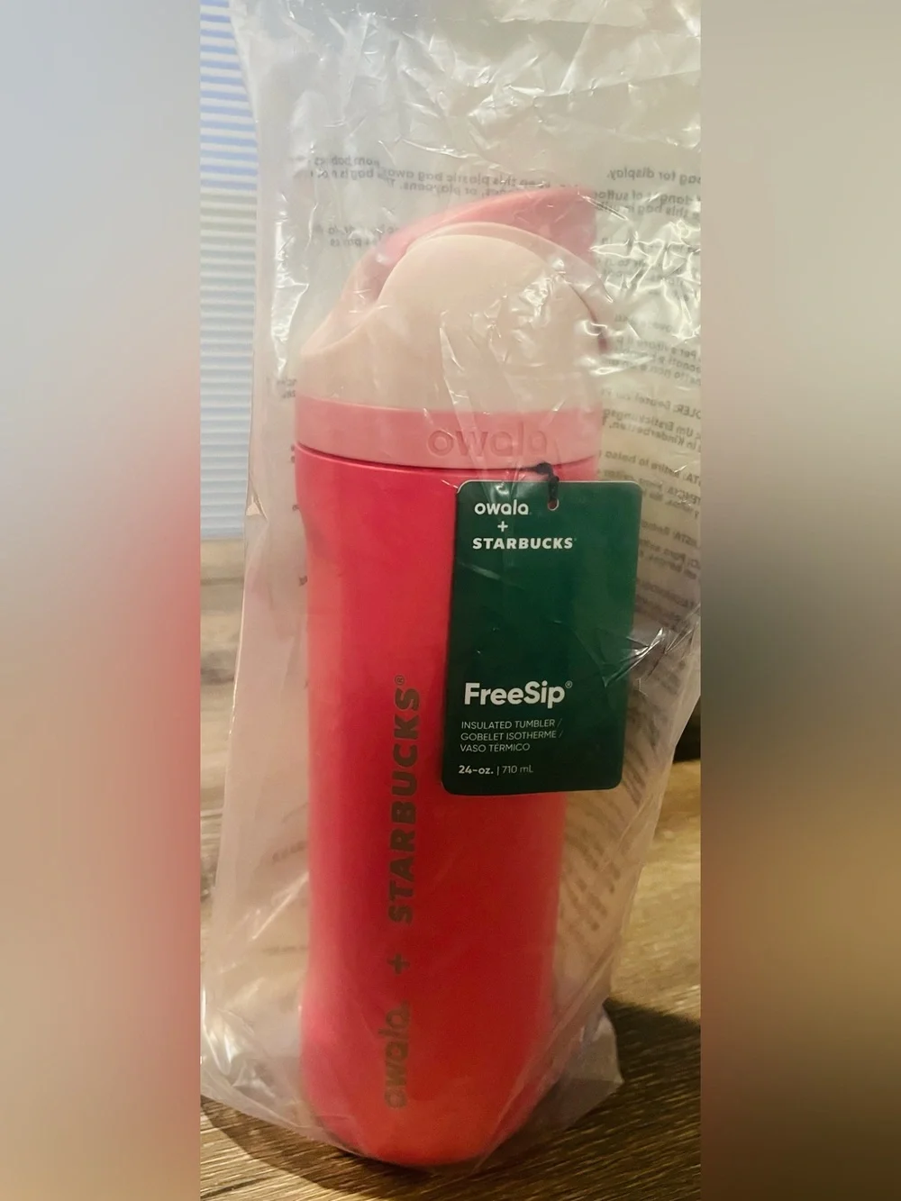 Starbucks x Owala FreeSip Pink Insulated Tumbler Water Bottle 24 oz NEW NWT 2026